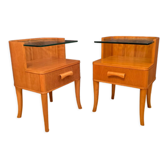 A pair of bedside tables by Axel Larsson, Bodafors, Sweden, 1940s.