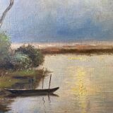 Paintings  "Lakescapes" nocturnal and daytime signed L. Arnoux