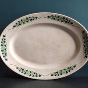 French vintage set of 4 plates, sauce boat and platter, from Longchamps, Cannes model