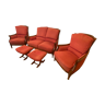 2-seater sofa, 2 armchairs and 2 footrest