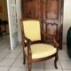Antique armchair in solid wood – Louis Philippe / Empire style – cream fabric