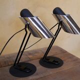 Pair of vintage chrome metal lamps