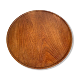 Scandinavian round tray teak vintage