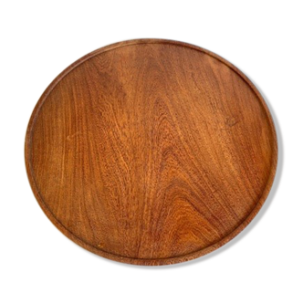 Scandinavian round tray teak vintage