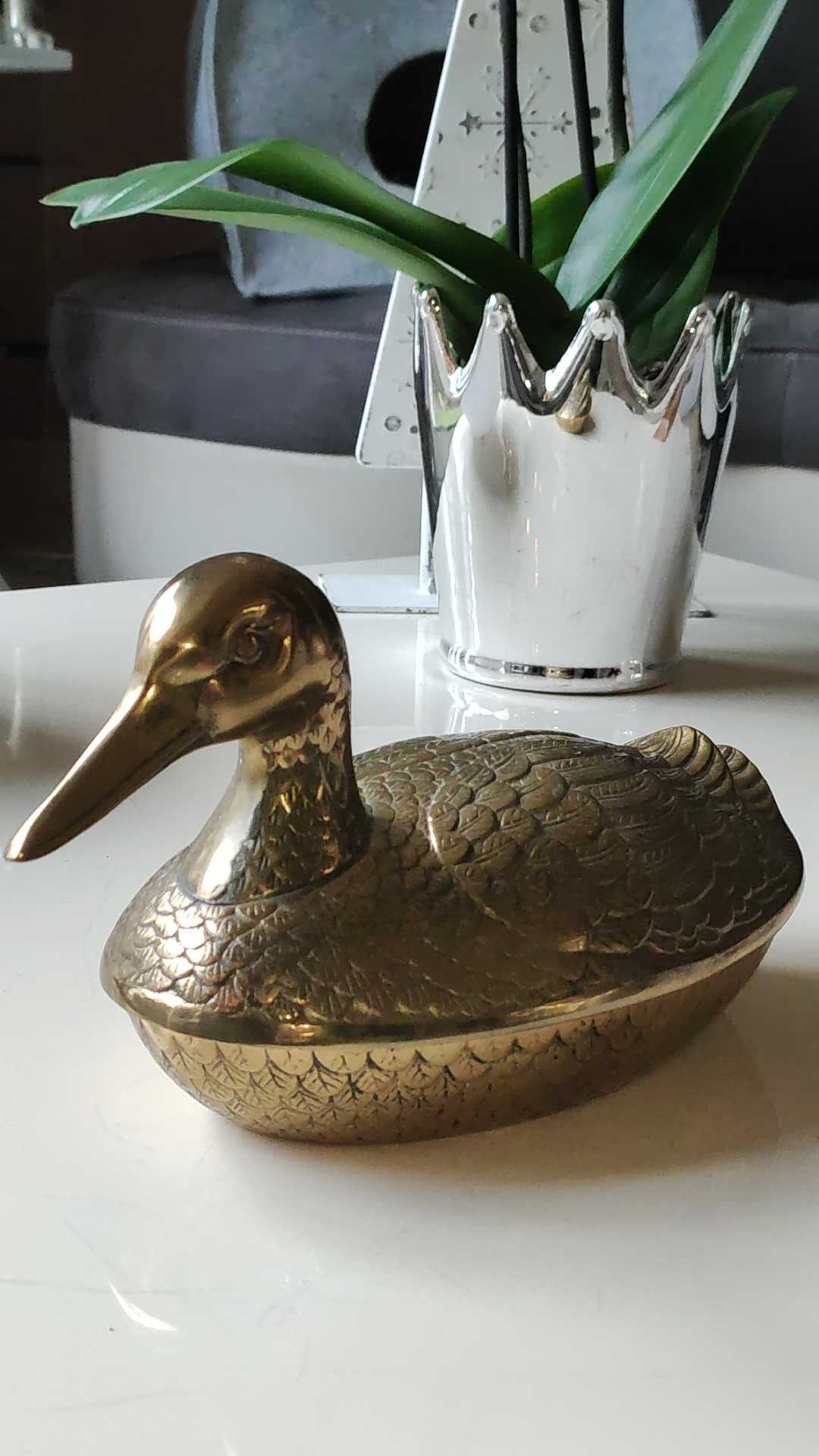 Void zoomorphic pocket in the shape of a mallard in solid brass - vintage model 70s