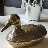 Vide poche zoomorphe en forme de canard colvert en laiton massif - modèle vintage années 70