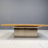 Vintage ash wood hidden bar coffee table by Paul Michel, 1970s