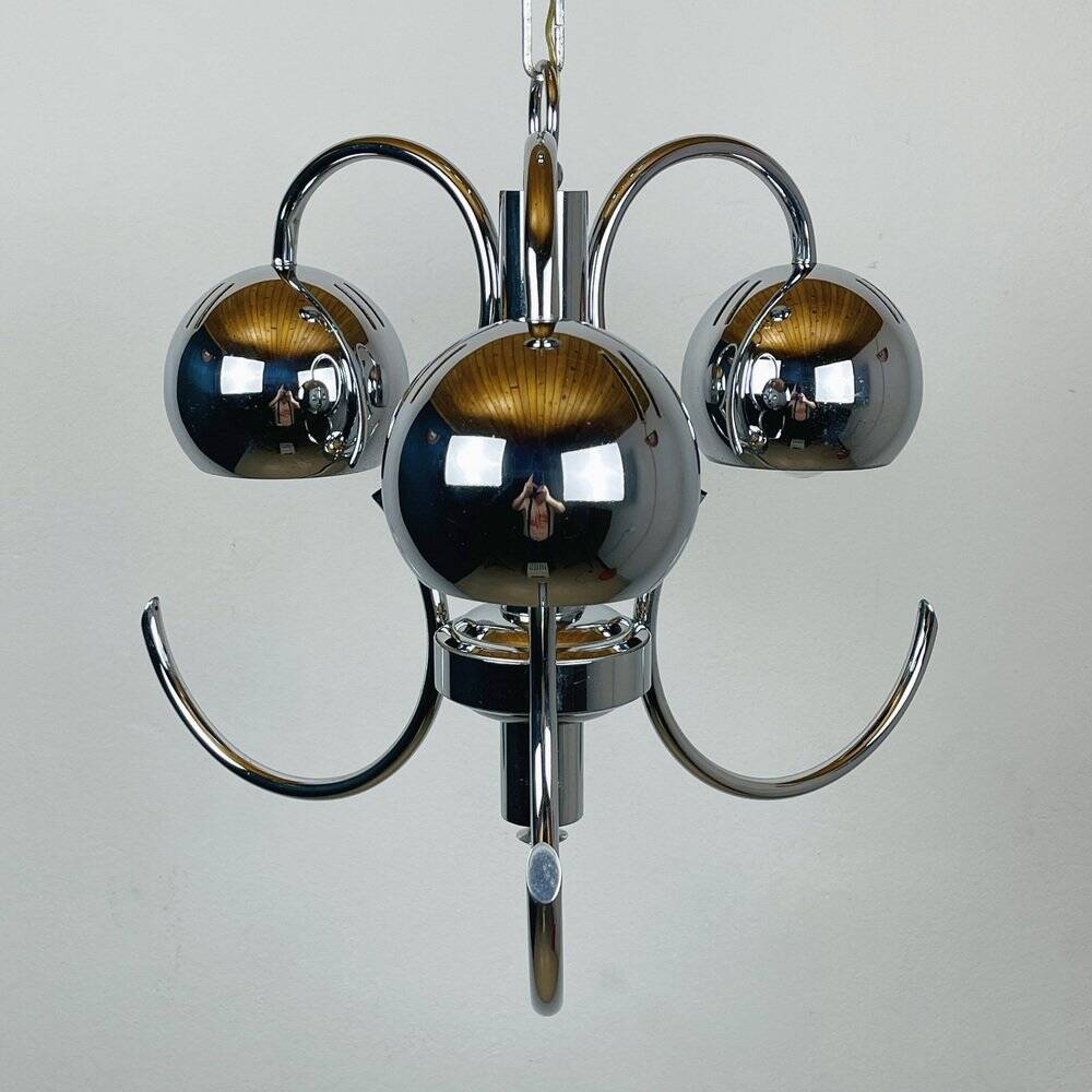 Vintage mid-century eye pendant lamp, Silver, Italy, 1970s