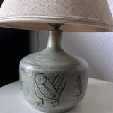 Jacques Blin lamp signed with original shade – vintage ceramic