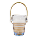 Seau à glace - Rotin et verre ondulé - Années 60