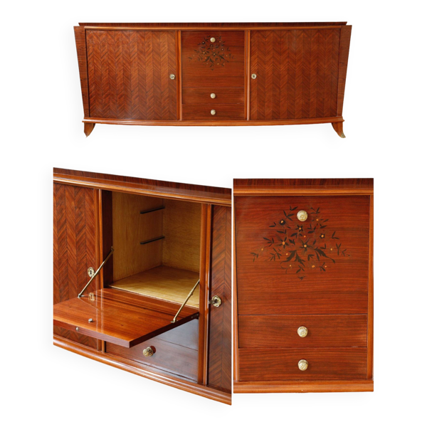 Enfilade en bois de rose et palissandre dans le goût de Jules Leleu