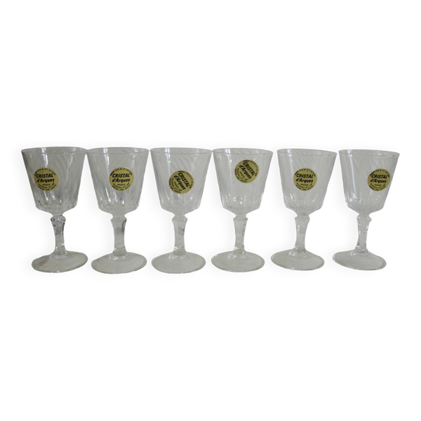 Lot de 6 verres en cristal d'Arques neufs