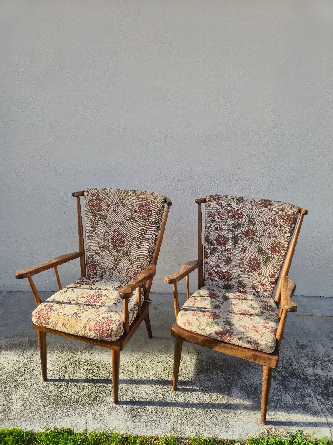Pair of Baumann armchairs, signed, vintage Fan model
