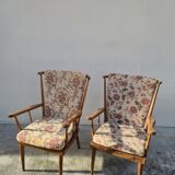 Pair of Baumann armchairs, signed, vintage Fan model
