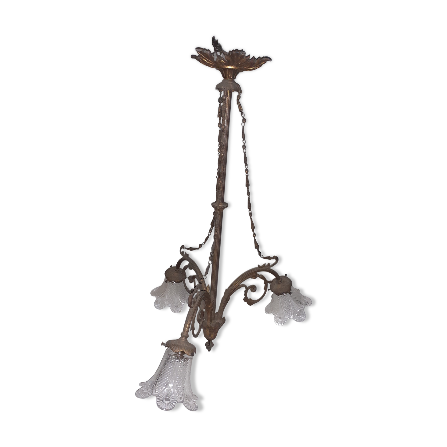 Bronze and crystal chandelier