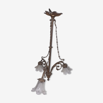 Bronze and crystal chandelier