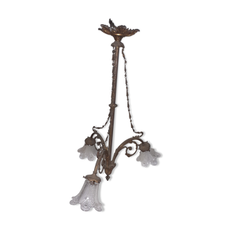 Bronze and crystal chandelier