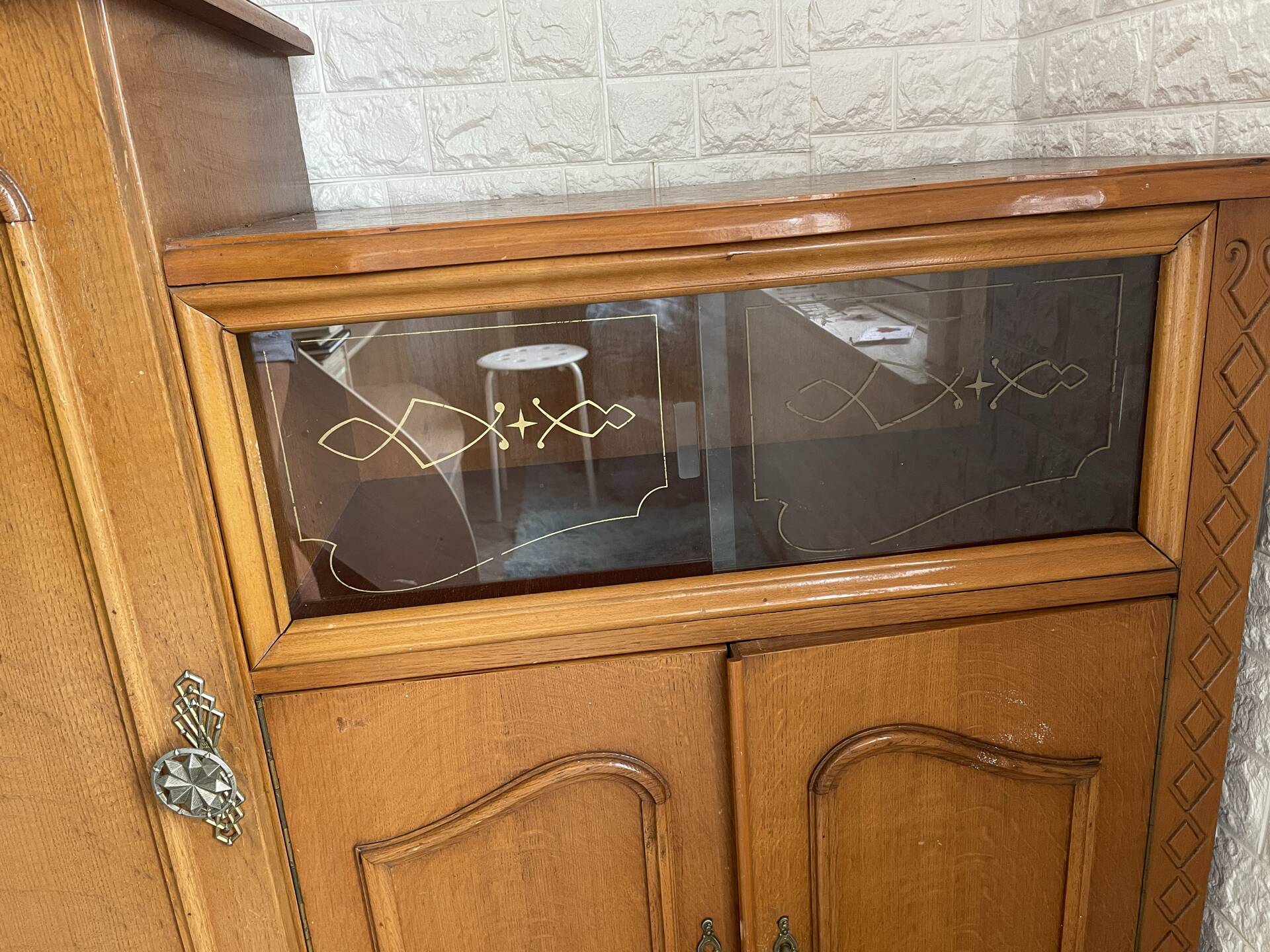 Vintage Oak Bookcase & Display Cabinet