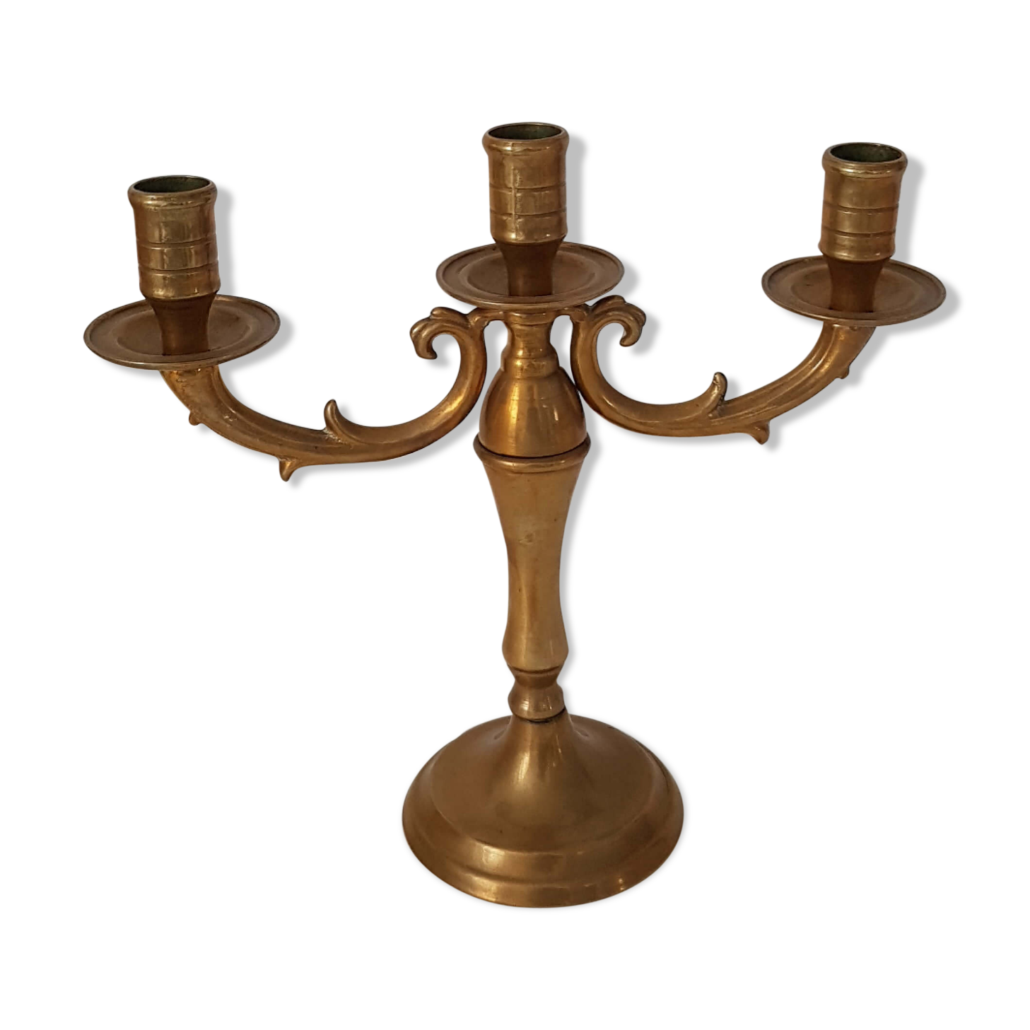 Candlestick old brass 3 branches