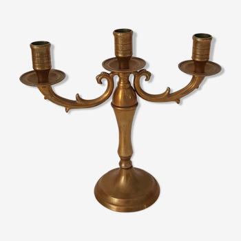 Candlestick old brass 3 branches