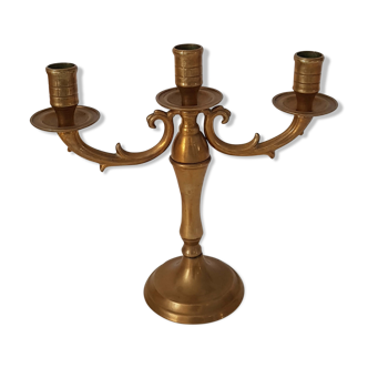 Candlestick old brass 3 branches