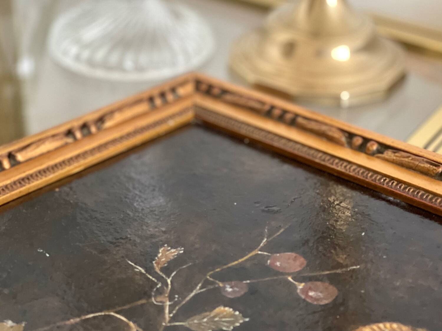 Still life on wood, signed.