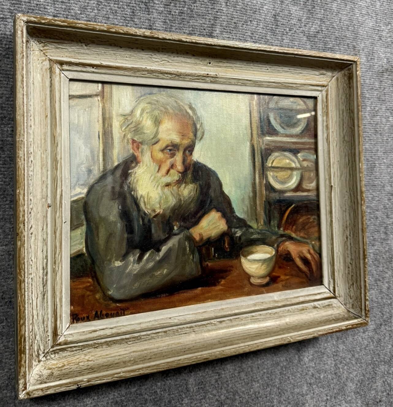 Roux Abougit: Oil on canvas painting circa 1920-1930 the old man