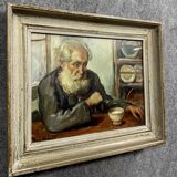 Roux Abougit: Oil on canvas painting circa 1920-1930 the old man