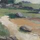 1962 Mid-Century Modern "Rockpools" Swedish Landscape Oil Painting, Framed