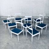 Belgian White Dining Chair, 1970s, Set of 9