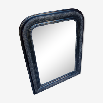 Black arched mirror with period and Napoleon III style patterns - mercury ice