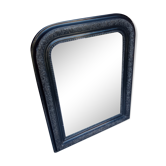 Black arched mirror with period and Napoleon III style patterns - mercury ice