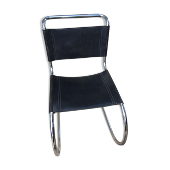 Chaise de bureau en cuir et chrome