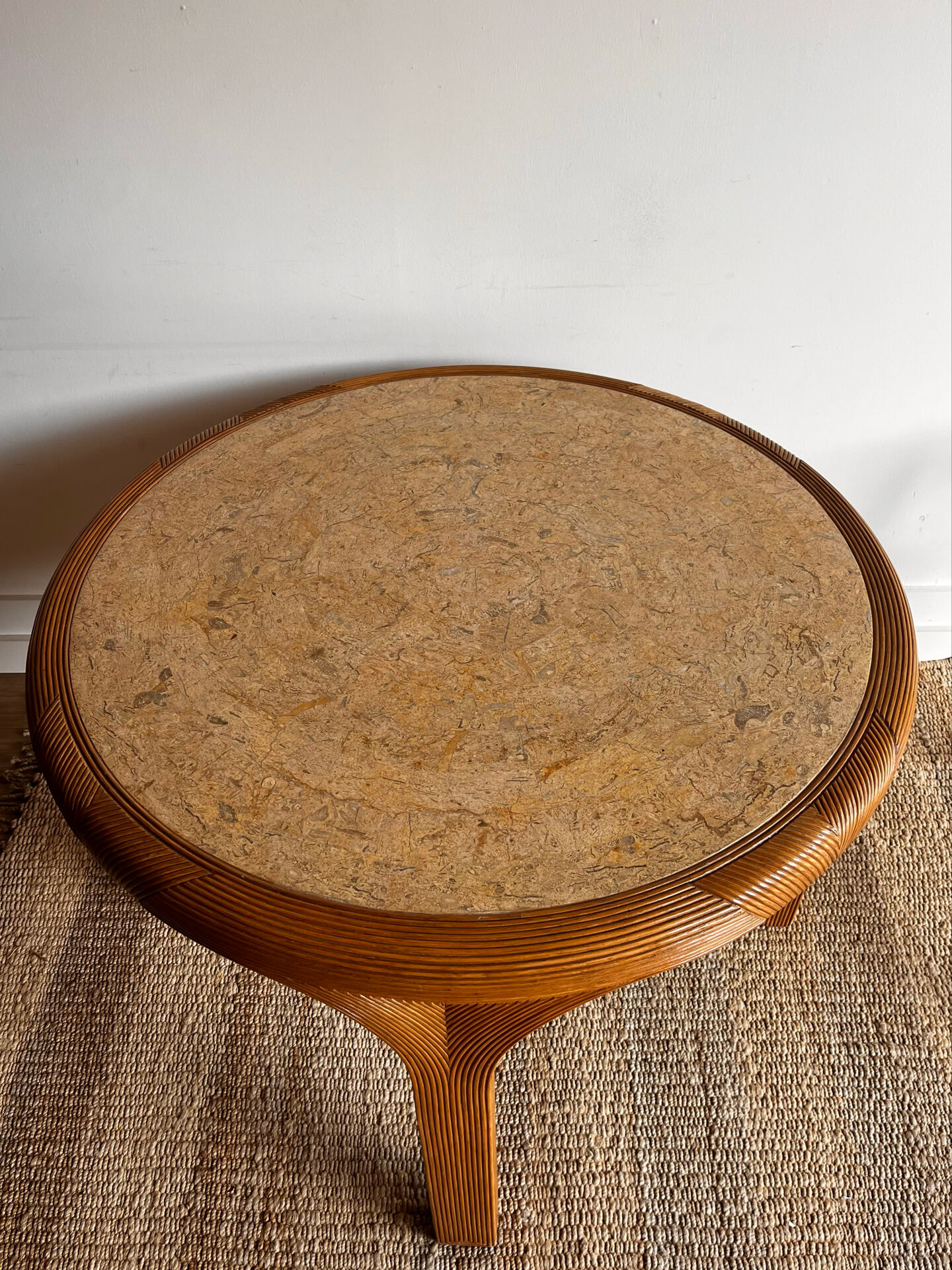 Vivai del Sud rattan dining table — Italy, 1970s