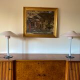 Cini Boeri, 2 Pink glass "Chiara" Table Lamp, Venini Murano, Italy, 1984