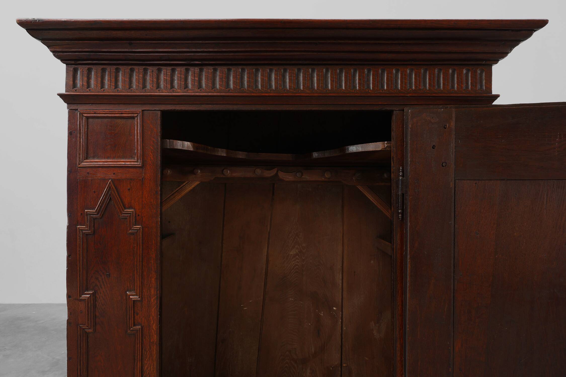 French 16th Century Antique oak hand carved wardrobe
