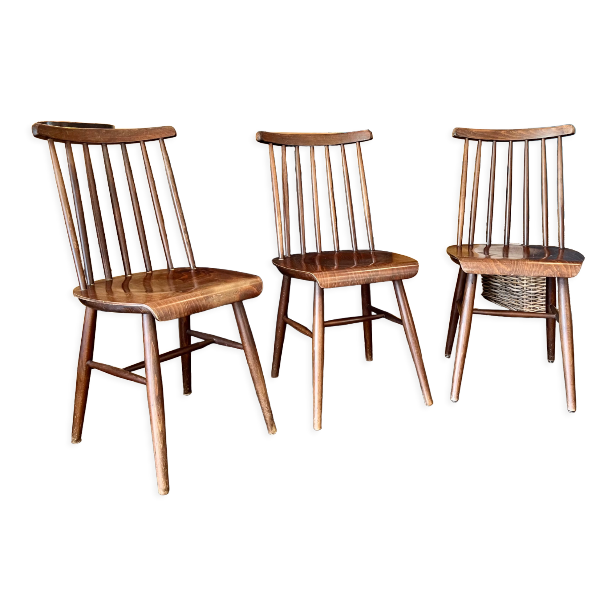 Trio de chaises bistrot fanett d'Ilmari Tapiovaara