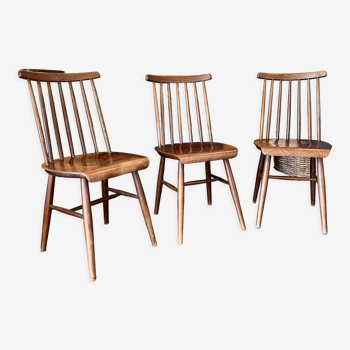 Trio de chaises bistrot fanett d'Ilmari Tapiovaara