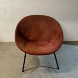 Paire de fauteuils vintage ballon en daim