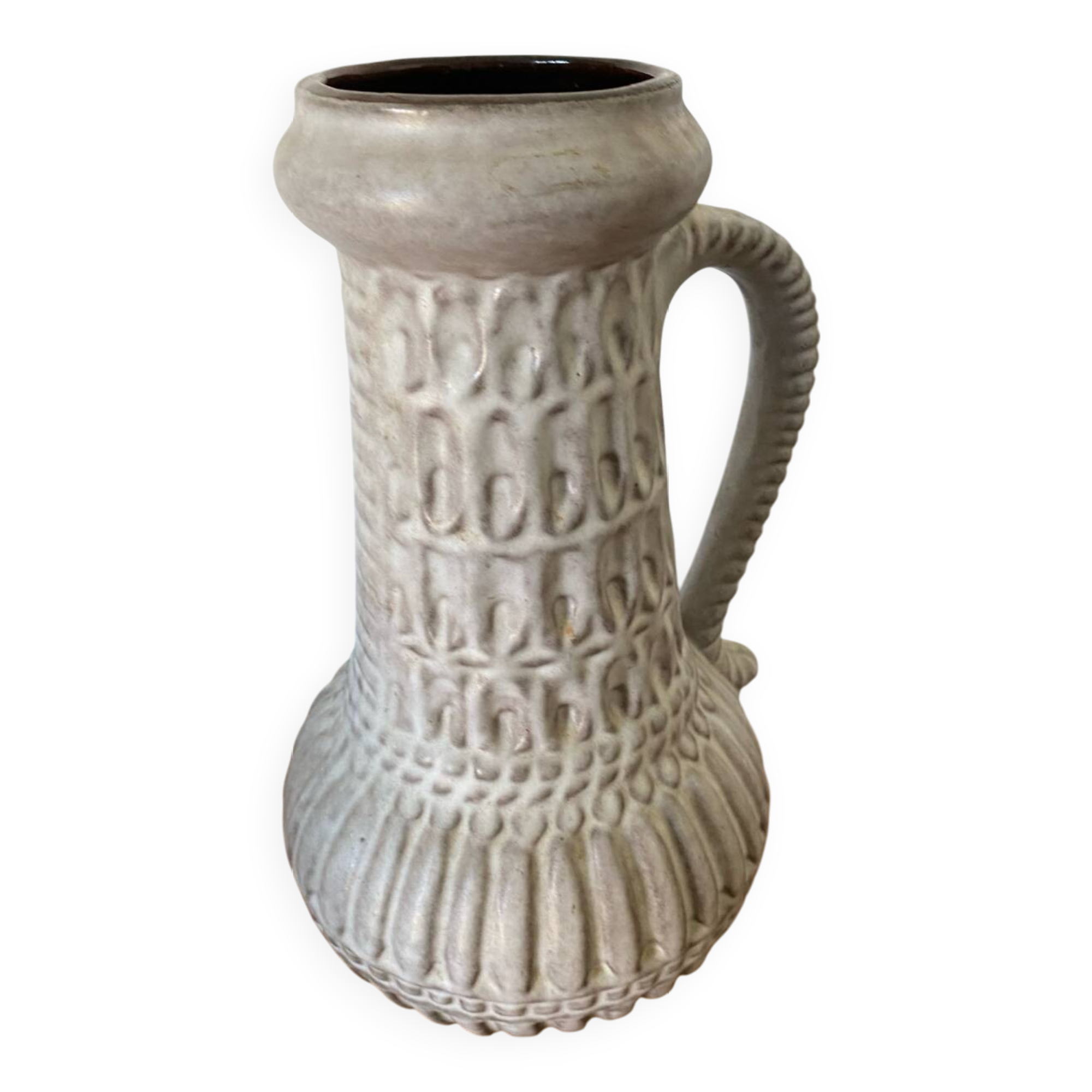 Antique Pitcher Vase With Handle Grey Ceramic West Germany Vintage Decoration #