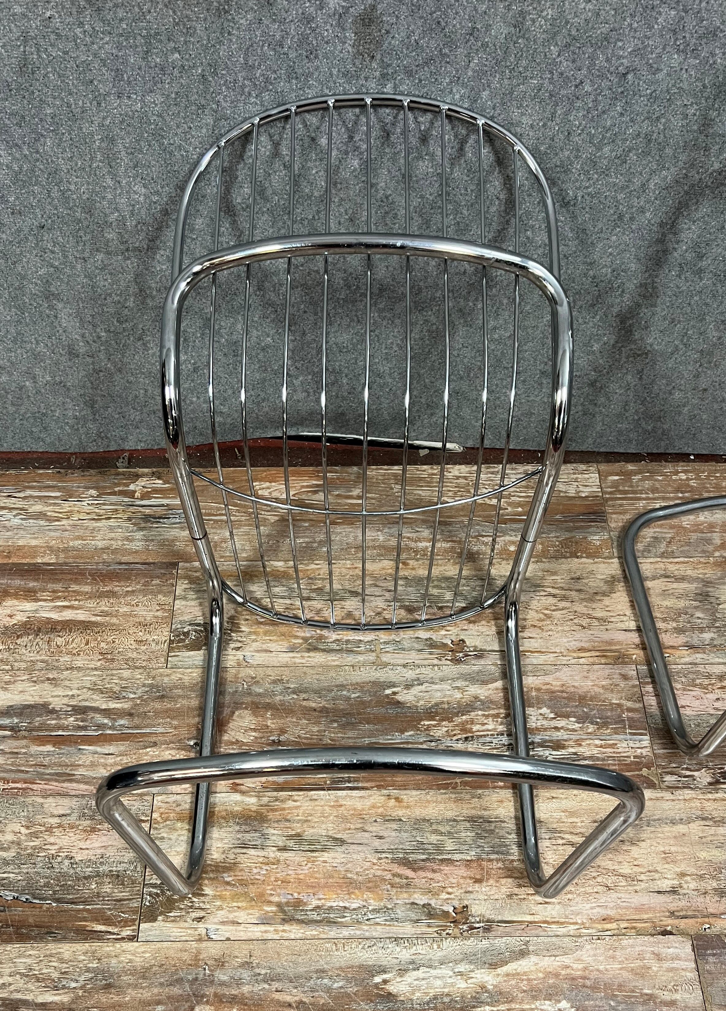 Pair of chromed metal chairs 1970