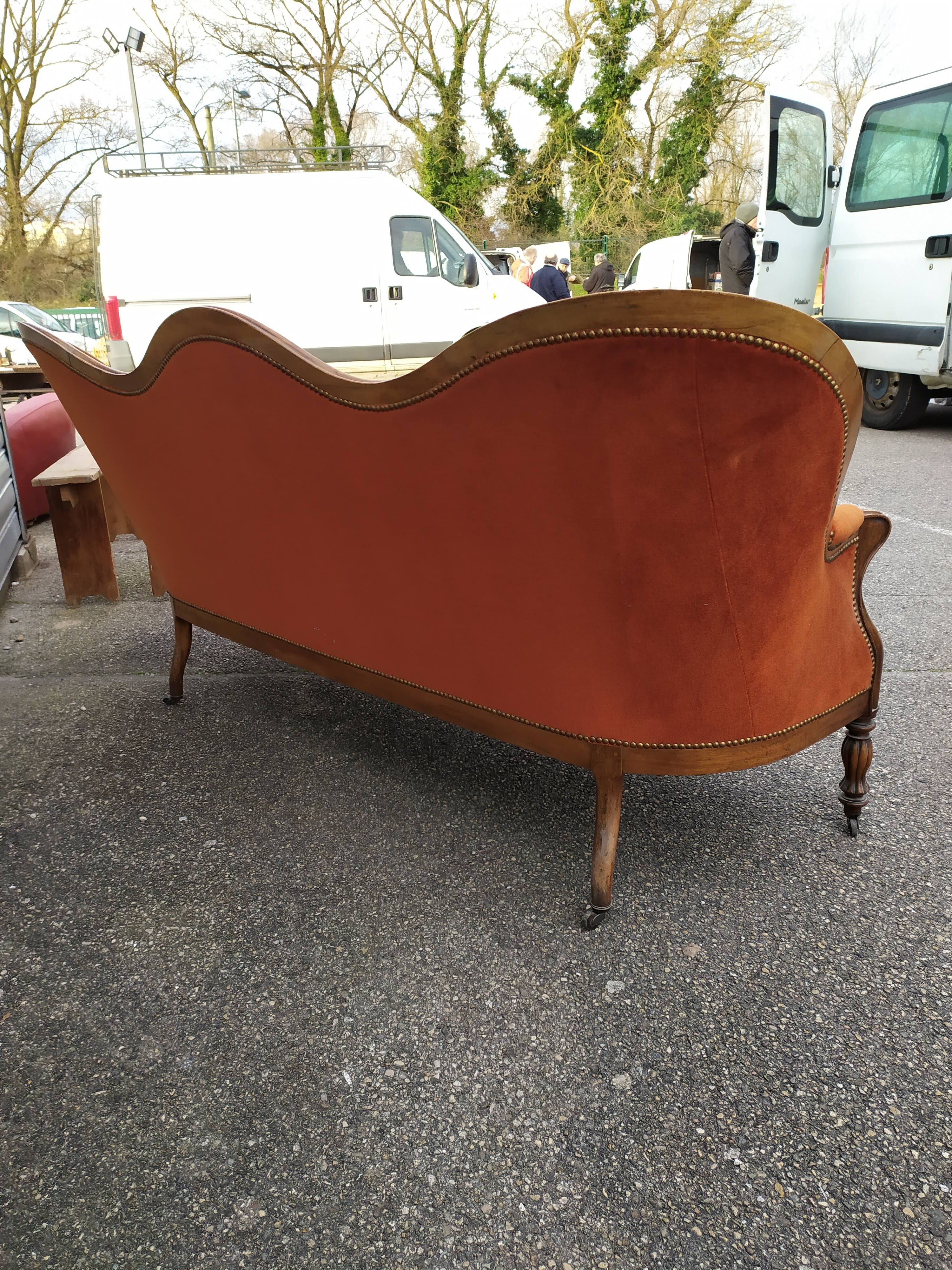 Louis Philippe style velvet bench