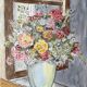 Watercolor painting "Bouquet of flowers on the window" + frame