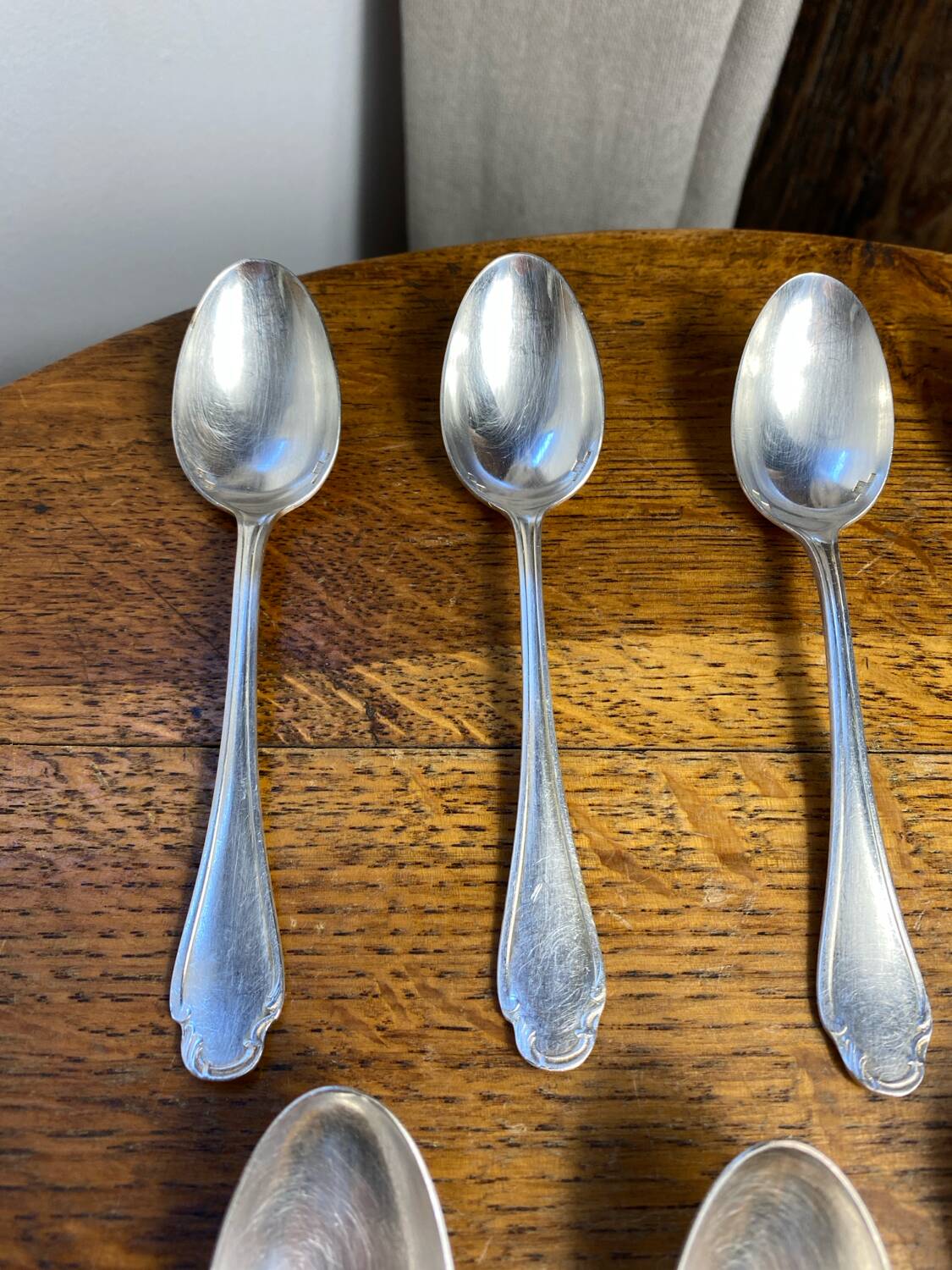 Twelve dessert spoons Alfénide Christofle