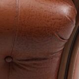 20th Century 3-Seater Sofa — Leather & Wood — Timeless Scandinavian-Inspire