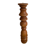 Sculptural Totem Candle Holder 40cm - Turned Solid Wood - 70s Spirit / Per