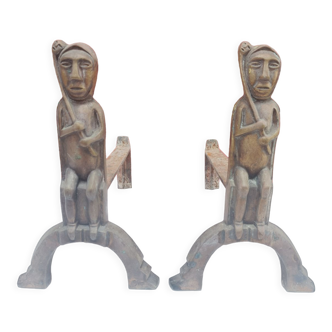 Pair of bronze chenets or andirons by Anton Prinner, 30s