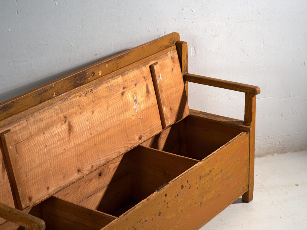 Antique painted pine bank chest – Central Europe, circa 1920