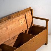 Antique painted pine bank chest – Central Europe, circa 1920
