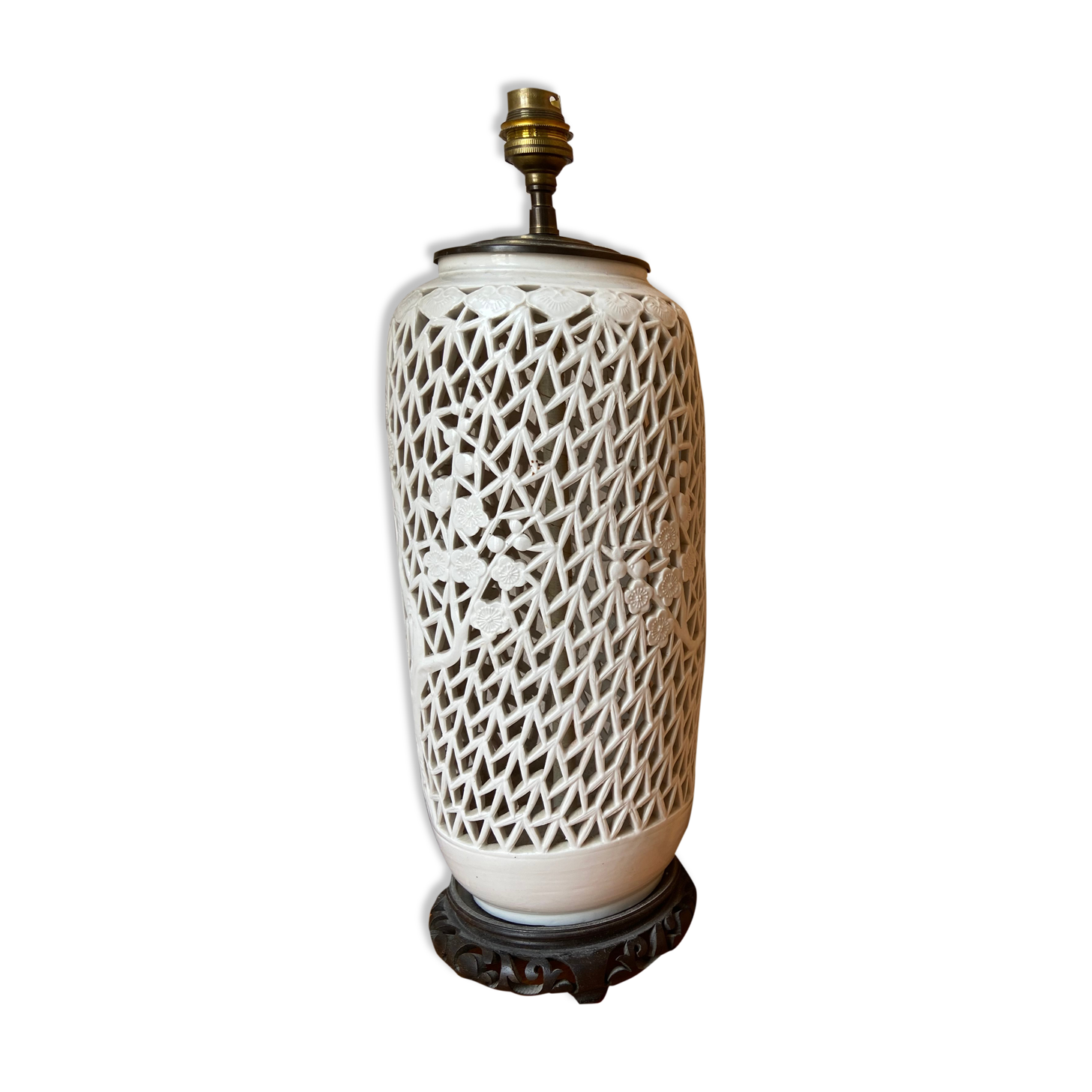 Pied de lampe en porcelaine